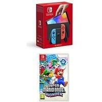 Nintendo Switch Oled Neon Blue/Neon Red Console & Super Mario Bros. Wonder