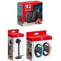 Nintendo Switch 2 + Mario Kart World + 2X Joy-Con 2 Wheel + Camera