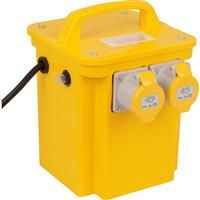 110V Tool Transformer 3kVA 2 x 16A Outlets in Yellow Rubber