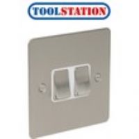 Flat Plate Satin Chrome 10A Switch 2 Gang 2 Way