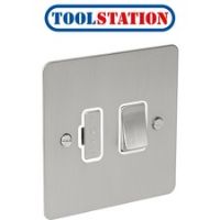 Flat Plate Satin Chrome Fused Spur 13A Switched