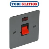 Flat Plate Black Nickel 45A DP Switch Neon Single Plate