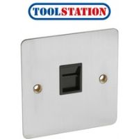 Flat Plate Satin Chrome Telephone Socket Slave