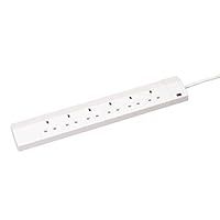 CED TS6213M Extension Lead, 6-Gang, 2 m, White