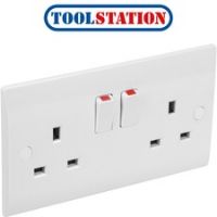 Axiom DP Low Profile Switched Socket 2 Gang