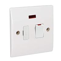 Slimline Moulded White 13Amp Fuse Spur Unit Double Pole (with Neon Indicator)