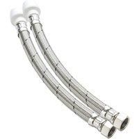 Hep2O Push-Fit Keyless Flexi Tap Connector 15mm x 1/2" x 300mm 2 Pack (460RE)