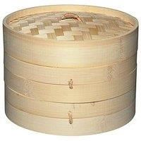 KitchenCraft KCBAMBOO World of Flavours Bamboo Steamer Basket, 2 Tier, 20 cm, Beige