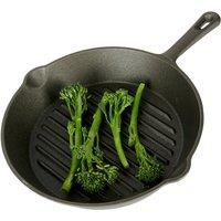 KitchenCraft Ribbed Round Induction-Safe Cast Iron Griddle Pan, 24 cm (9.5")