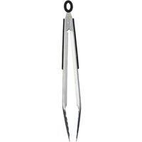 KitchenCraft MasterClass Deluxe Tongs with Non-Slip and Soft Grip Side Panels, Stainless Steel, Silver, 30 cm