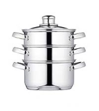 KitchenCraft 3 Tier Food Steamer Pan/Stock Pot in Gift Box, Induction Safe, Stainless Steel, 16 cm