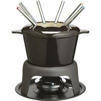 MasterClass Cast Iron Fondue Set for Chocolate, Cheese, Meat, 21 x 18 cm, Black
