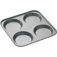 MasterClass 4 Hole Yorkshire Pudding Tray with PFOA Non Stick, Robust 1 mm Carbon Steel, 24 cm