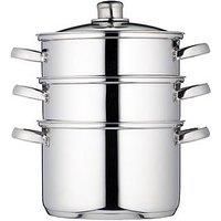 KitchenCraft 3 Tier Food Steamer Pan/Stock Pot in Gift Box, Induction Safe, Stainless Steel, 22 cm