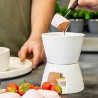 Kitchen Craft White Ceramic Complete Chocolate Fondue Set Inc Forks