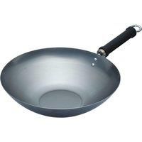 KitchenCraft World of Flavours Uncoated Wok for Induction Hob, Chinese Style, 30 cm, Black