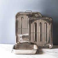 KitchenCraft KCRNR35 Stainless Steel Roasting Tin with Rack, Medium, 37 x 28 cm, Silver