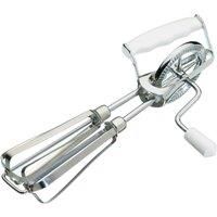 KitchenCraft KCSHWHISK Rotary Hand Whisk, Stainless Steel / Plastic, 25 cm, Silver/White