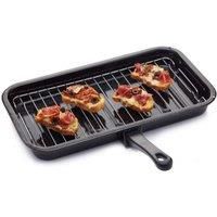 KitchenCraft KCGRILLPAN Universal Enamel Grill Pan with Detachable Handle, 40 x 23cm, Silver