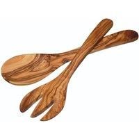 KitchenCraft World of Flavours Wooden Salad Servers, Handmade, Olive Wood, 29 cm, Set of 2