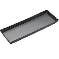 MasterClass Loose Bottomed Tart Tin with PTFE, PFOA and BPA Free Non Stick, Robust 1mm Thick Carbon Steel, 14 x 5 Inch Fluted Rectangular Quiche Pan