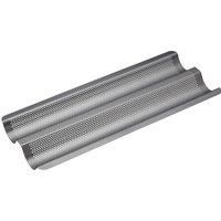 MasterClass KCMCCB90 Crusty Bake Perforated Baguette Baking Tray with PFOA Non Stick, Gift Boxed, Robust 1 mm Carbon Steel, 39 x 16.5 x 2.5 cm, Grey