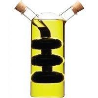 KitchenCraft World of Flavours Oil and Vinegar Dispenser Glass, 2 in 1 Oil and Vinegar Bottle, Cruet Bottle with Cork Stoppers, Cascade Design, 100 + 300 ml