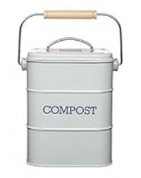 KitchenCraft Living Nostalgia Metal Kitchen Compost Bin, French Grey, 16.5 x 12 x 24 cm