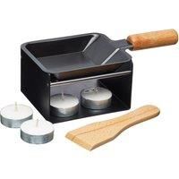 Artesà Mini Raclette Grill Cheese Individual Set for 2, Small Iron Cheese Fondue Melter, Metal Rack with Non Stick Pan, Wooden Spatula and 2 Candles