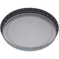 MasterClass Crusty Bake 30 cm Quiche Tin, Non Stick, Robust 1 mm Carbon Steel, Loose Bottom, Fluted, Perforated, PFOA Free, Grey