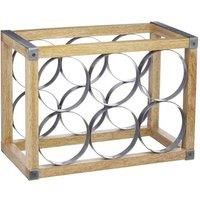KitchenCraft Industrial Kitchen Vintage-Style 6-Bottle Metal / Wooden Wine Rack, 24.5 x 17.5 x 34 cm (9.5” x 7” x 13.5”)