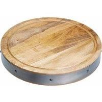 KitchenCraft INDBBOARDRD Industrial Kitchen Handcrafted Wooden Butcher’s Block Chopping Board, 36 x 5 cm (14” x 2”) - Round, Beige/Grey
