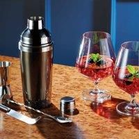 KitchenCraft BarCraft Luxury Gin Gift Set Including Gin Glasses, Cocktail Shaker, Muddler Spoon, Dual Bar Measure, Bar Knife and Recipes