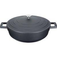 MasterClass Shallow Casserole Dish with Lid, Lightweight Cast Aluminium, Black, 4 Litre