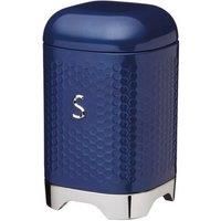KitchenCraft Lovello Textured Sugar Canister with Geometric Hexagon Pattern, 11 x 11 x 19 cm (4.5" x 4.5" x 7.5") - Midnight Navy