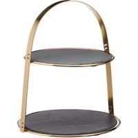 Artesà 2-Tiered Cake Stand with Round Slate Serving Platters, 29.5 x 29.5 x 35 cm (11.5" x 11.5" x 14") - Brass Finish