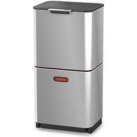 Joseph Joseph Totem Stainless Steel Touch Top Multi-Compartments Rubbish & Recycling Bin Joseph Joseph Colour: Silver, Litre Capacity: 60L  - Silver - Size: Extra Large