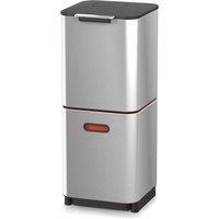 Joseph Joseph Totem Compact 40 Litre Waste Separation and Recycling Bin, Stainless Steel