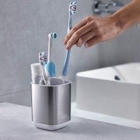 Joseph Joseph Bathroom Easy-Store Steel Toothbrush Caddy- White/Steel