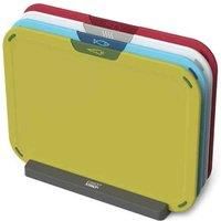 Joseph Joseph Duo Icon 4-piece colour coded Chopping Board Set with Storage Stand, Multicolour