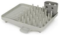 Joseph Joseph Duo Compact Dish Drying Rack, Kitchen Dish Plate Drainer with Utensil Pot and Draining Spout, Grey