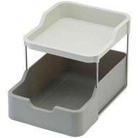 Joseph Joseph Duo 2-tier Cupboard Organiser with Drawer, Kitchen and Storage Organiser for Spices, Packets and Cans, Grey