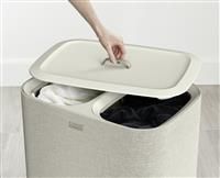 Joseph Joseph Tota 90-litre Laundry Separation Basket with lid, 2 Removable Washing Bags with Handles- Ecru