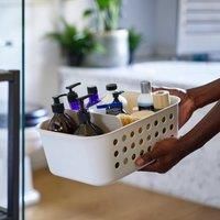 Joseph Joseph EasyStore - Bathroom essentials Storage Basket Organiser with Moveable Divider- Large, Ecru