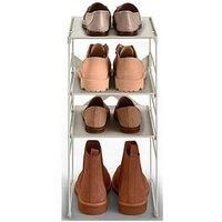 Joseph Joseph Level Adjustable Tier Shoe Rack Organiser, Durable Shelves And Steel Frame, Single, Stores 4 Pairs, Ecru