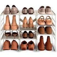 Joseph Joseph Level Adjustable Tier Shoe Rack Organiser, Durable Shelves And Steel Frame, Triple, Stores 12 Pairs