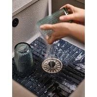 Joseph Joseph SinkShield Sink Saver Mat with Draining Plug, Protects Sink, Glasses, Dishes, Removable Plug, Non-Slip, Quick Drainage, Anthracite