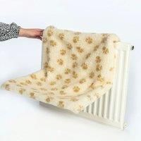 Danish Design Beige Pawprint Kumfy Kradle Cat/Kitten Machine Washable Sherpa Fleece Wide Radiator Bed
