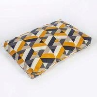 Danish Design Retreat Eco-Wellness Geo Tile Navy Yellow Water Resistant Recycled Memory Foam Dog/Puppy Duvet Medium 71 x 98 cm