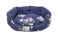 Laura Ashley Rosemore Navy Blue Floral Machine Washable Sustainable Thermal Filling Deluxe Slumber Dog/Puppy Bed 18 Inch